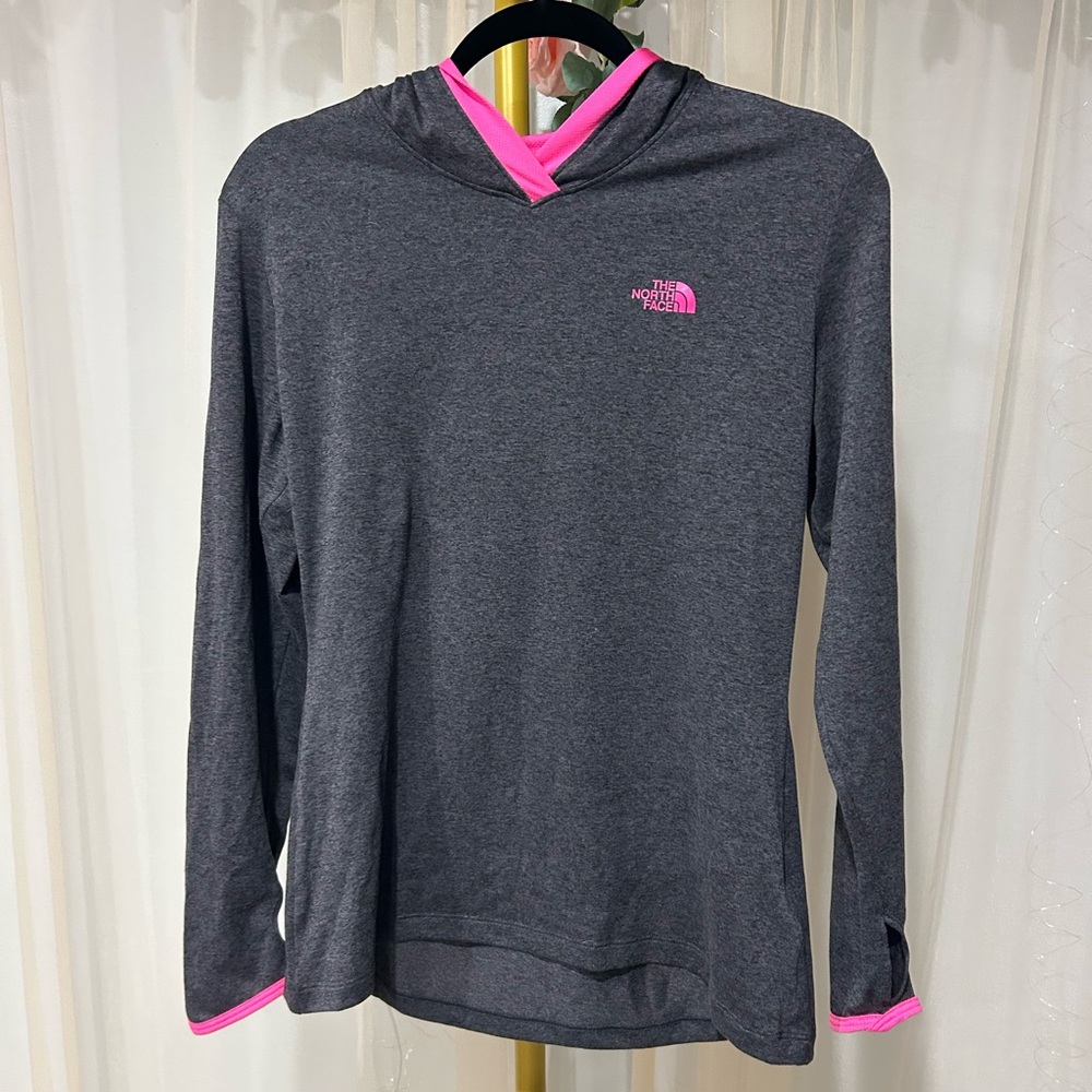 The North Face Dark Gray and Pink lightweight pullover 22”PTP